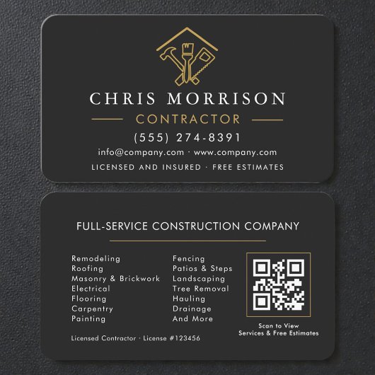 Carte De Visite Code QR des services de réparation de maison profe