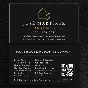 Carte De Visite Code QR des services de soins de pelouse d'aménage