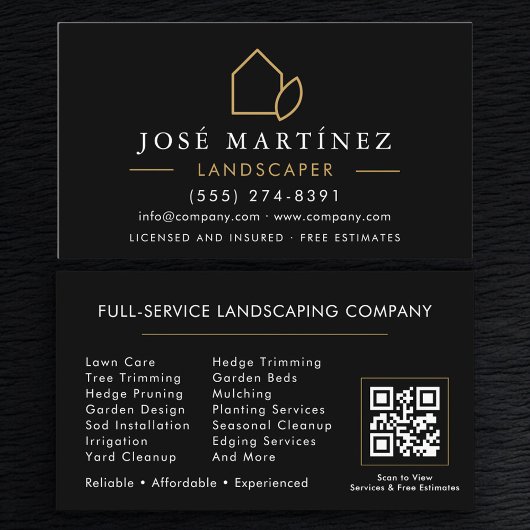 Carte De Visite Code QR des services de soins de pelouse d'aménage