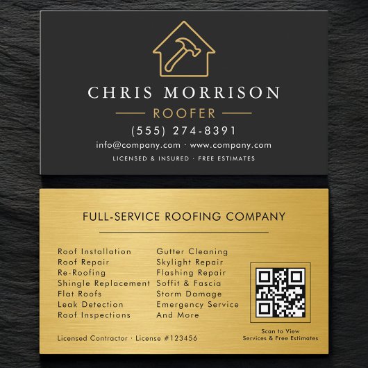 Carte De Visite Code QR des services de toiture professionnels