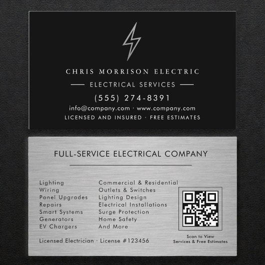 Carte De Visite Code QR des services électriques professionnel