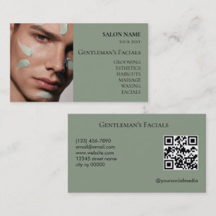 Carte De Visite Code QR des soins faciaux pour hommes de soins de 