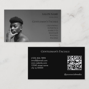 Carte De Visite Code QR des soins faciaux pour hommes de soins de 