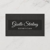 Carte De Visite Code QR d'esthéticienne Luxe Lin noir (Devant)