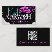 Carte De Visite Code QR Détaillé du véhicule de lavage de voiture  (Devant / Derrière)