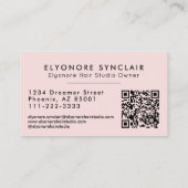 Carte De Visite Code QR d'extension de cheveux à l'écriture rose b (Dos)