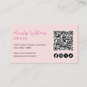 Carte De Visite Code QR d'icône sociale Blush Pink Modern Nails Ph (Dos)