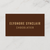 Carte De Visite Code QR d'icône sociale Chocolatier Brun Élégant  (Devant)