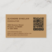 Carte De Visite Code QR d'icône sociale de Chocolatier Brun Élégan (Dos)