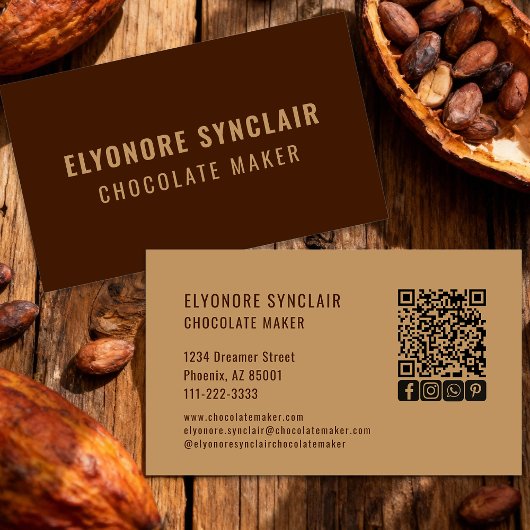 Carte De Visite Code QR d'icône sociale de fabricant de chocolat m