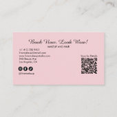 Carte De Visite Code QR d'icône sociale de script Rose Blush 3 Pho (Dos)