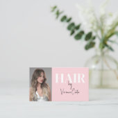 Carte De Visite Code QR d'icône sociale de script rose Blush Coiff (Debout devant)
