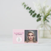 Carte De Visite Code QR d'icône sociale de script rose Blush Maqui (Debout devant)
