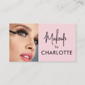 Carte De Visite Code QR d'icône sociale de script rose blush Photo (Devant)