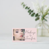 Carte De Visite Code QR d'icône sociale de script rose Blush Photo (Debout devant)