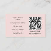 Carte De Visite Code QR d'icône sociale de script rose Blush Photo (Dos)