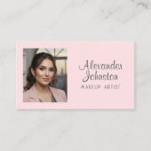 Carte De Visite Code QR d'icône sociale de script Rose Blush Photo (Devant)