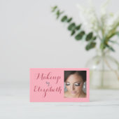 Carte De Visite Code QR d'icône sociale de script rose Blush Photo (Debout devant)