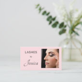 Carte De Visite Code QR d'icône sociale de script rose Blush Photo (Debout devant)