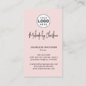 Carte De Visite Code QR d'icône sociale de script rose Blush Photo (Dos)