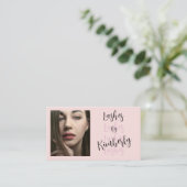 Carte De Visite Code QR d'icône sociale de script rose Blush Photo (Debout devant)