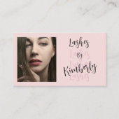 Carte De Visite Code QR d'icône sociale de script rose Blush Photo (Devant)