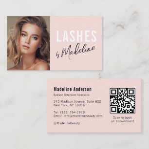 Carte De Visite Code QR d'icône sociale de script rose blush Photo