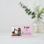 Carte De Visite Code QR d'icône sociale de script rose Blush Photo (Debout devant)