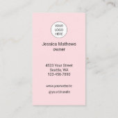 Carte De Visite Code QR d'icône sociale de script rose Blush Photo (Dos)