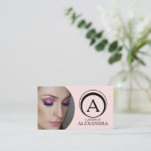 Carte De Visite Code QR d'icône sociale de script rose Blush Photo (Debout devant)