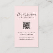 Carte De Visite Code QR d'icône sociale de script rose blush Photo (Dos)