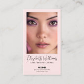 Carte De Visite Code QR d'icône sociale de script rose blush Photo (Devant)