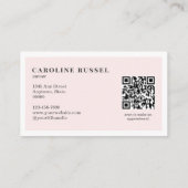 Carte De Visite Code QR d'icône sociale de script rose Blush Photo (Dos)