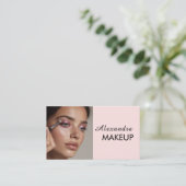 Carte De Visite Code QR d'icône sociale de script rose Blush Photo (Debout devant)