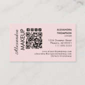 Carte De Visite Code QR d'icône sociale de script rose Blush Photo (Dos)