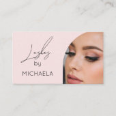 Carte De Visite Code QR d'icône sociale de script rose Blush Photo (Devant)