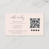Carte De Visite Code QR d'icône sociale de script rose blush photo (Dos)