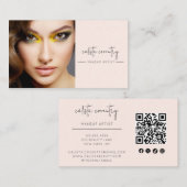 Carte De Visite Code QR d'icône sociale de script rose blush photo (Devant / Derrière)