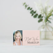 Carte De Visite Code QR d'icône sociale de script rose Blush Photo (Debout devant)