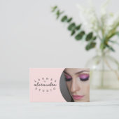 Carte De Visite Code QR d'icône sociale de script rose Blush Photo (Debout devant)