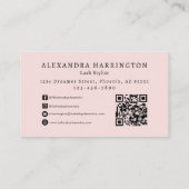 Carte De Visite Code QR d'icône sociale de script rose Blush Photo (Dos)