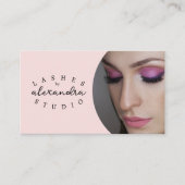 Carte De Visite Code QR d'icône sociale de script rose Blush Photo (Devant)