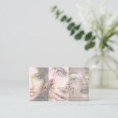 Carte De Visite Code QR d'icône sociale de script rose blush Photo (Debout devant)