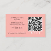 Carte De Visite Code QR d'icône sociale de script rose poudré Phot (Dos)