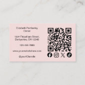 Carte De Visite Code QR d'icône sociale de script rose poudré Phot (Dos)