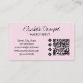 Carte De Visite Code QR d'icône sociale de script rose pour la pho (Dos)