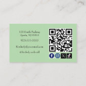 Carte De Visite code QR d'icône sociale des services de doula Vert (Dos)