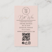 Carte De Visite Code QR d'icône sociale rose Blush Photo Maquillag (Dos)