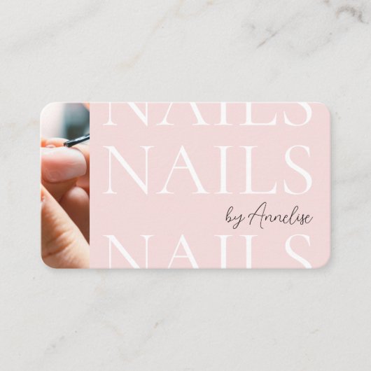 Carte De Visite Code QR d'icône sociale Rose Pâle Modern Nails Pho (Devant)