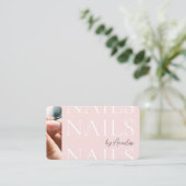 Carte De Visite Code QR d'icône sociale Rose Pâle Modern Nails Pho (Debout devant)